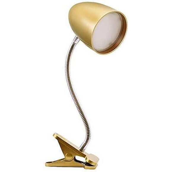 11 in. Gold Gooseneck Fully Flexible Clip-On/Clamp Desk Lamp with LED Chips - Picture 2 of 6